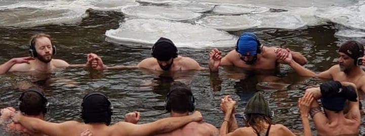 Me in freezing ice water, meditating